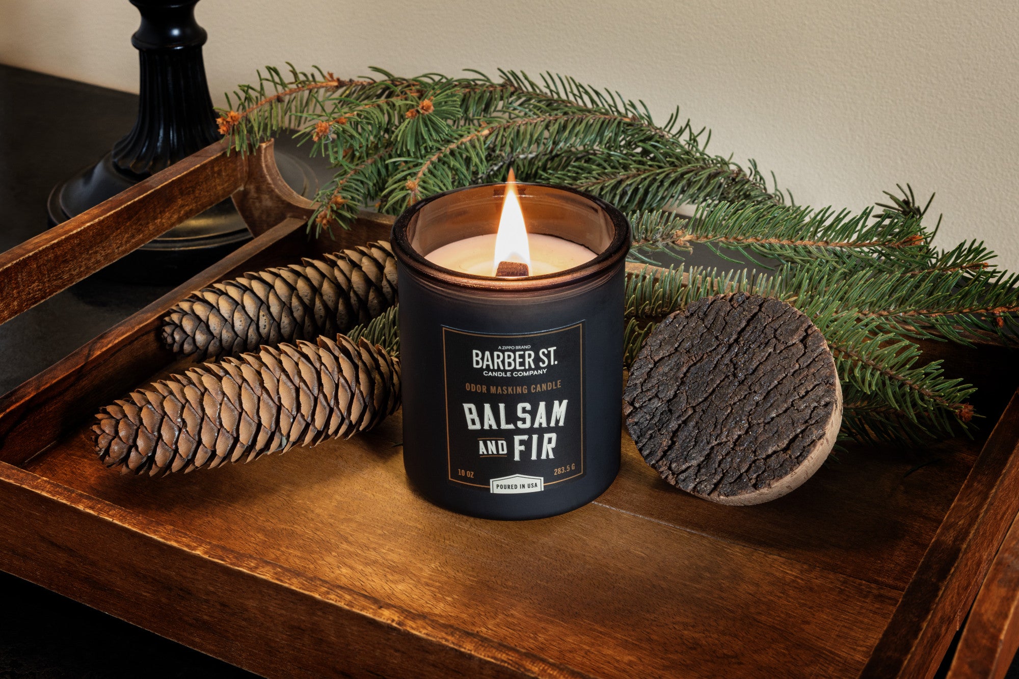 Barber Street Odor Masking Candle - Wooden Wick
