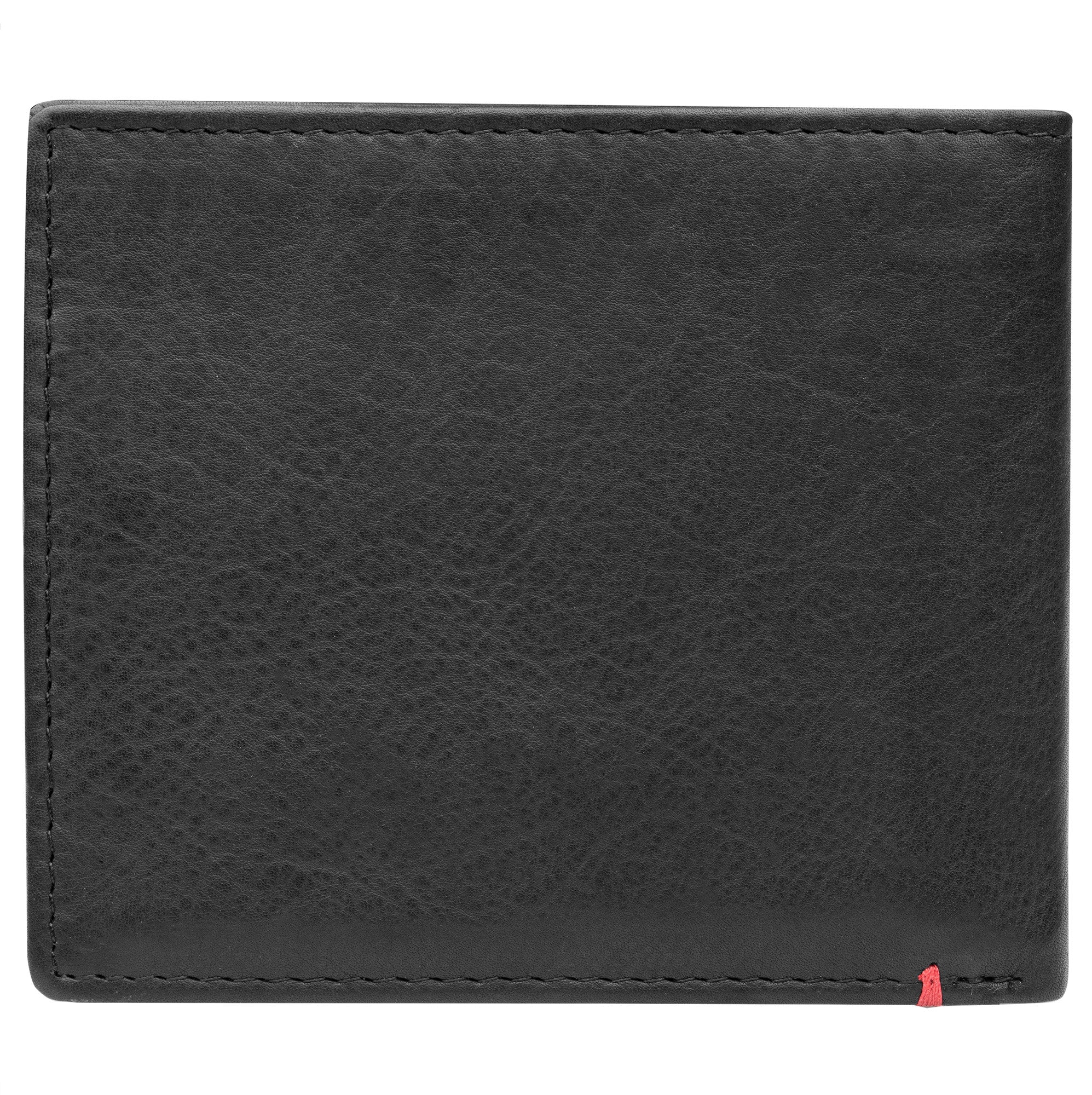 Black Leather Wallet- Skull Metal Plate Design