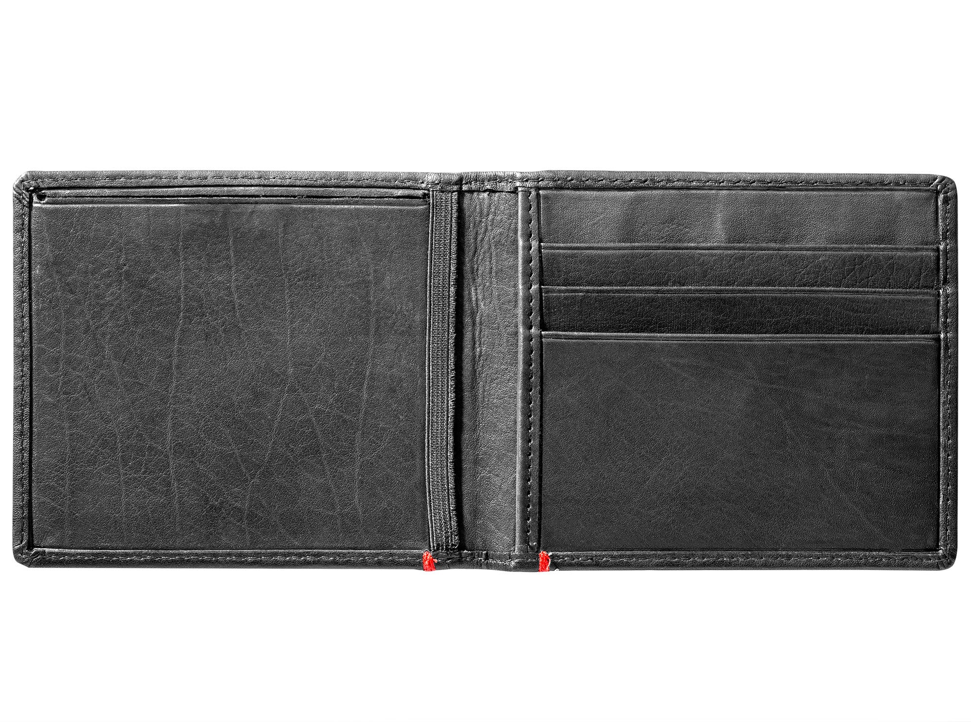 Black Leather Wallet- Spade Metal Plate Design