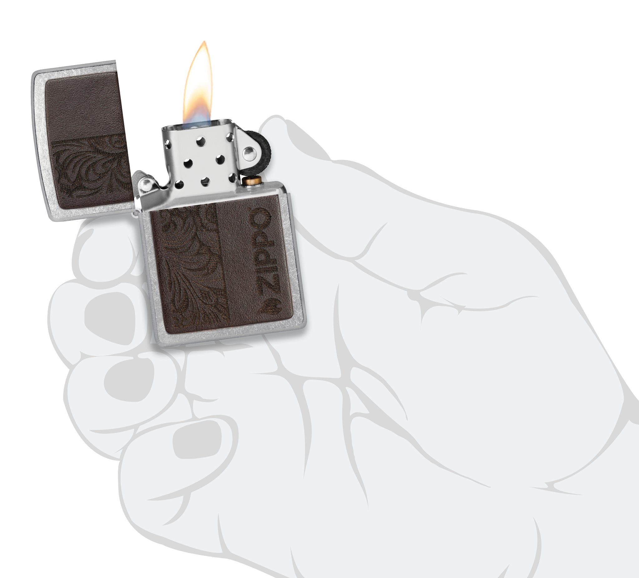 Brown Leather Emblem - Zippo Design