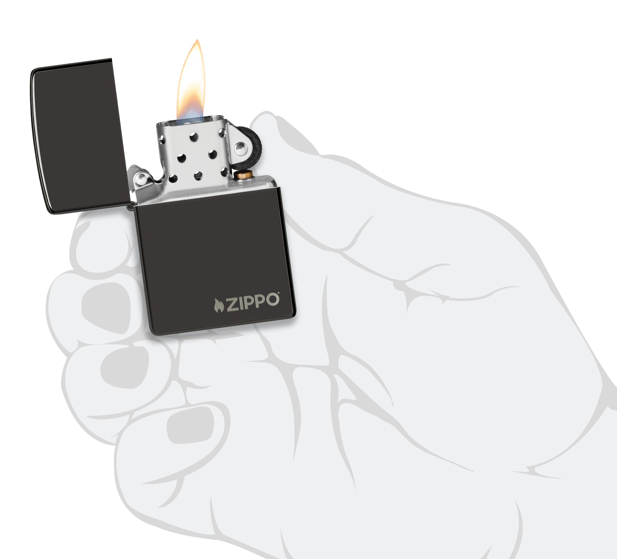 Classic High Polish Black Zippo Logo