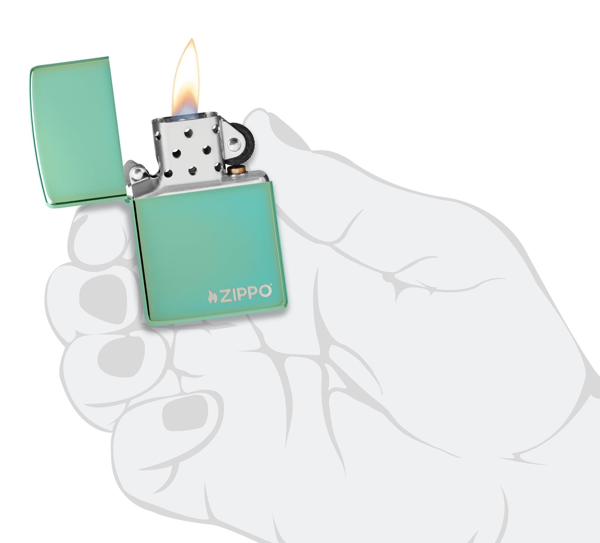 Classic High Polish Green Zippo Logo