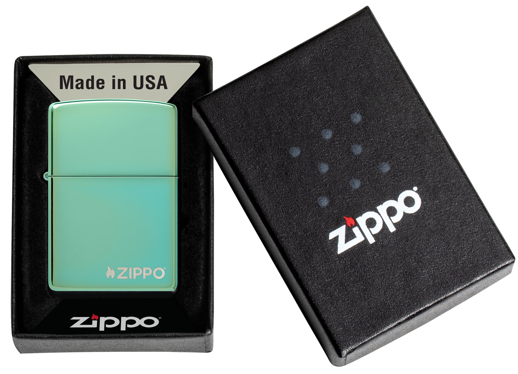 Classic High Polish Green Zippo Logo