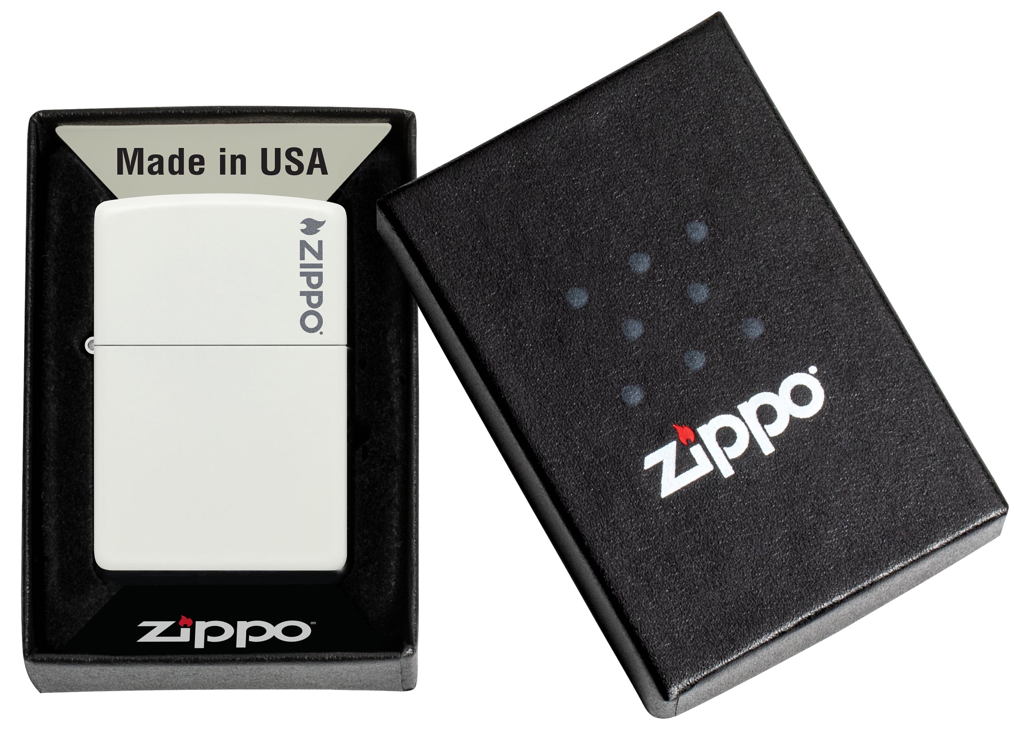 Classic White Matte Zippo Logo