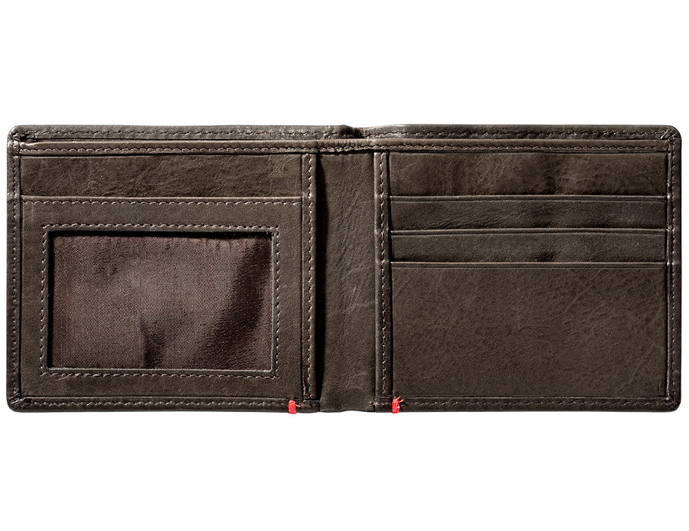 Mocha Leather Wallet- Cross Wings Metal Plate Design