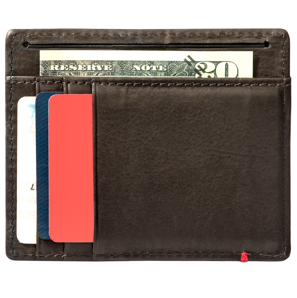 Mocha Leather Wallet- Cross Wings Metal Plate Design