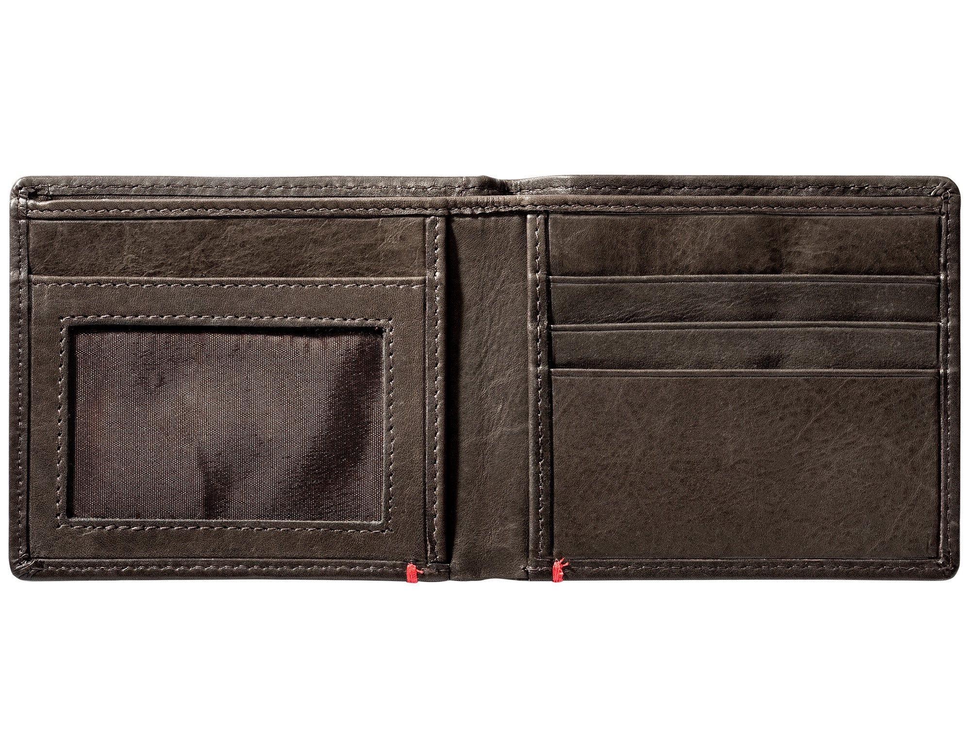 Mocha Leather Wallet- Cross Wings Metal Plate Design