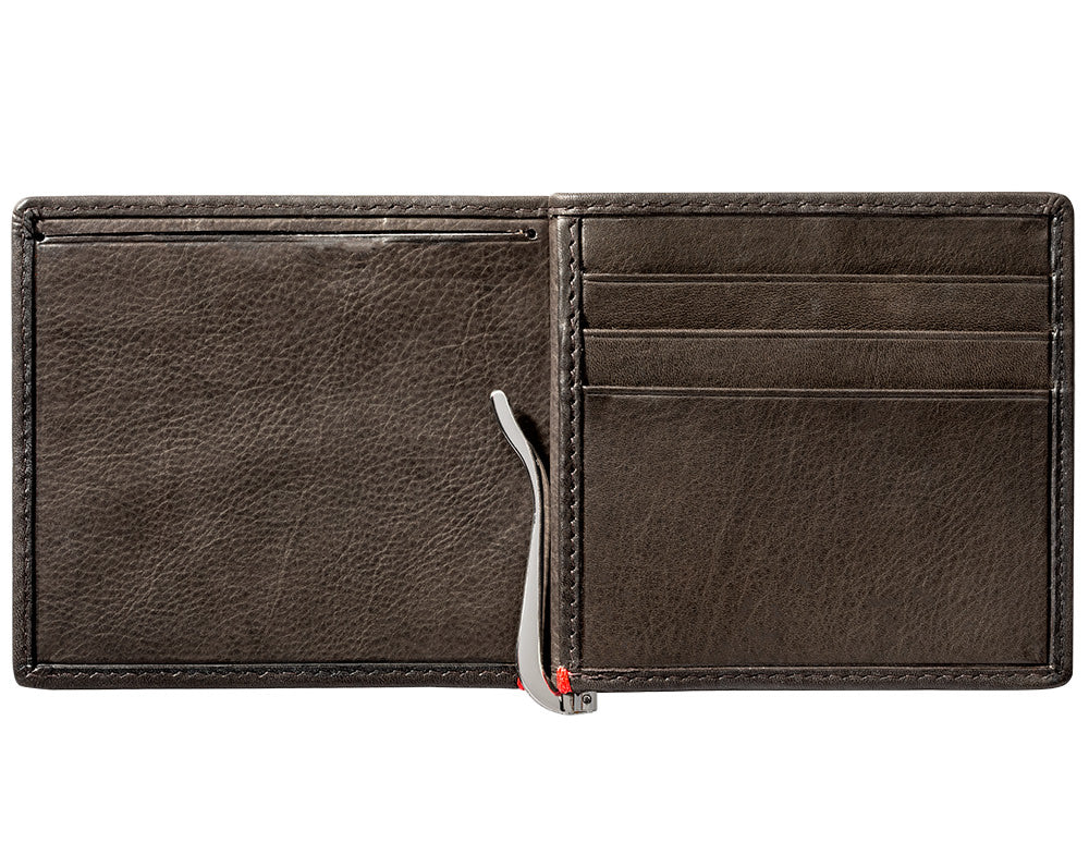 Mocha Leather Wallet- Zippo 1932 Metal Plate Design
