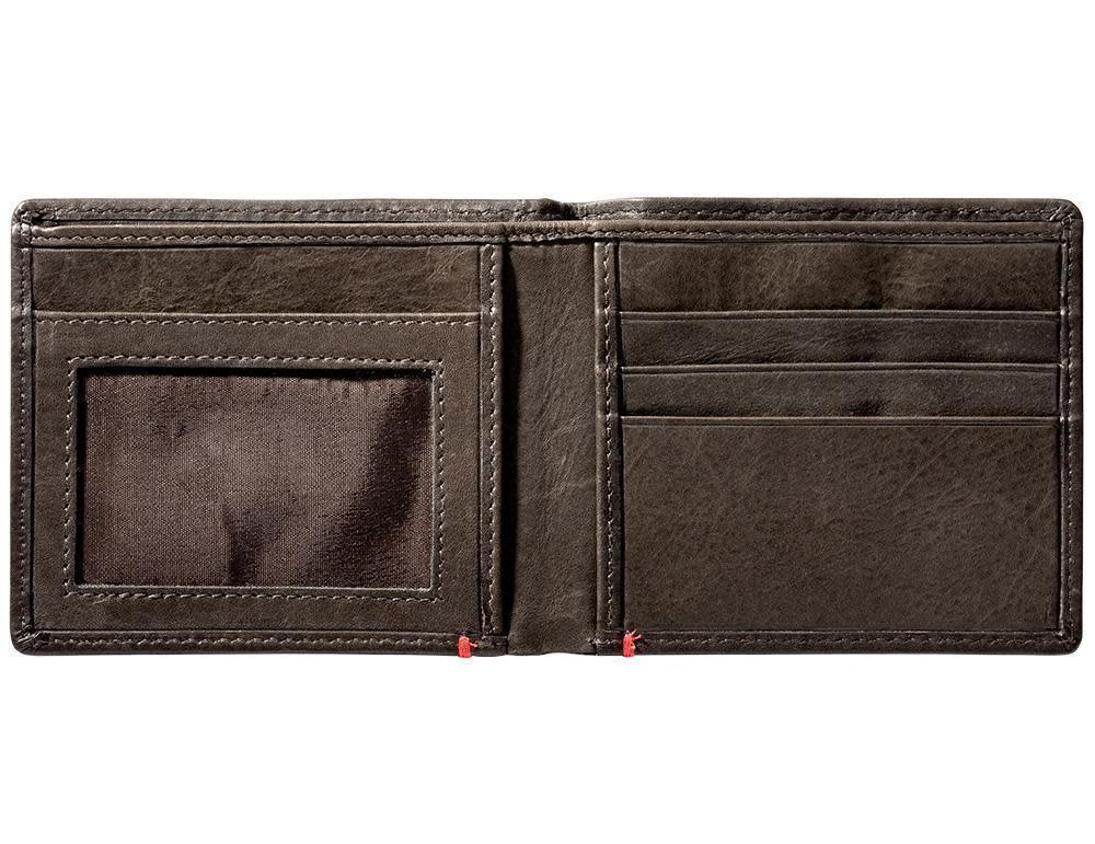 Mocha Leather Wallet- Zippo Flame Metal Plate Design