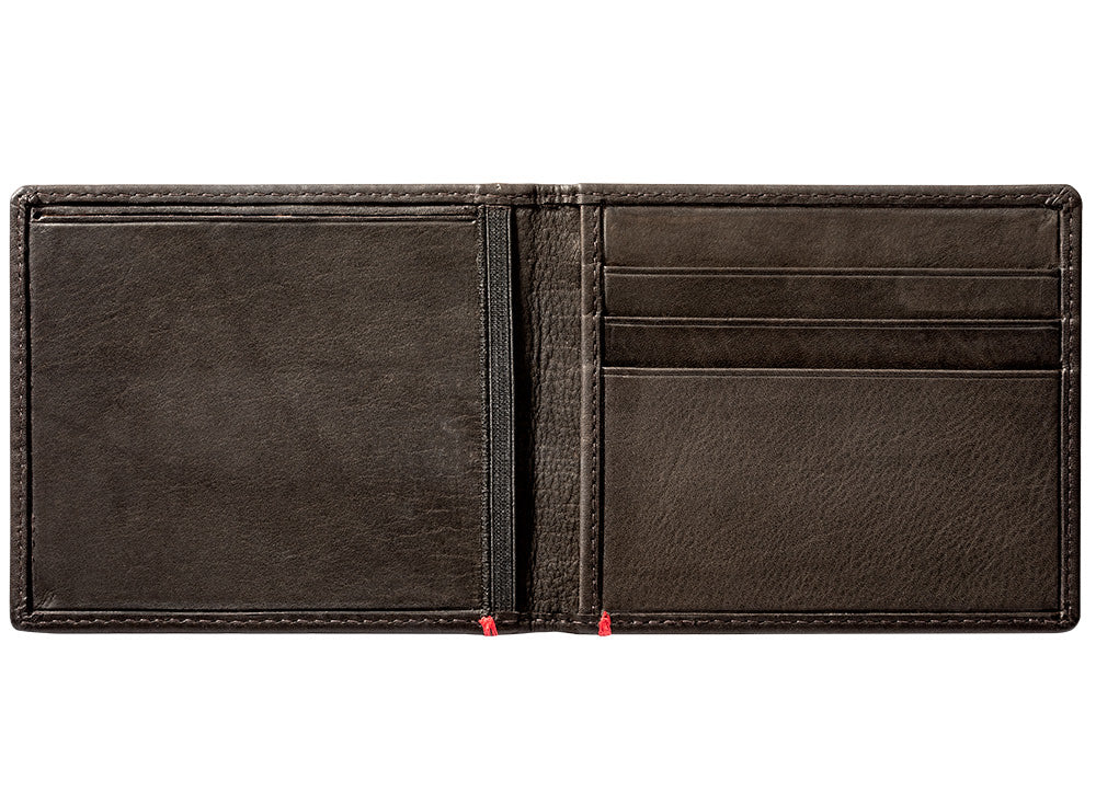 Mocha Leather Wallet- Zippo Flame Metal Plate Design