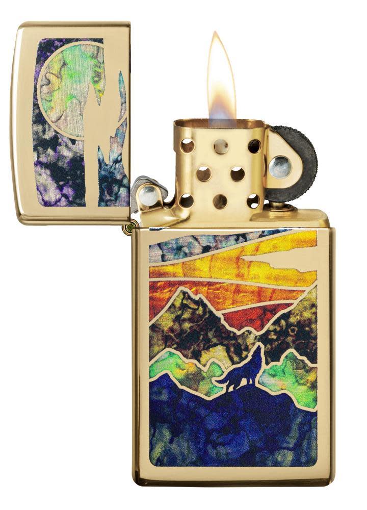 Slim® High Polish Brass Howling Wolf