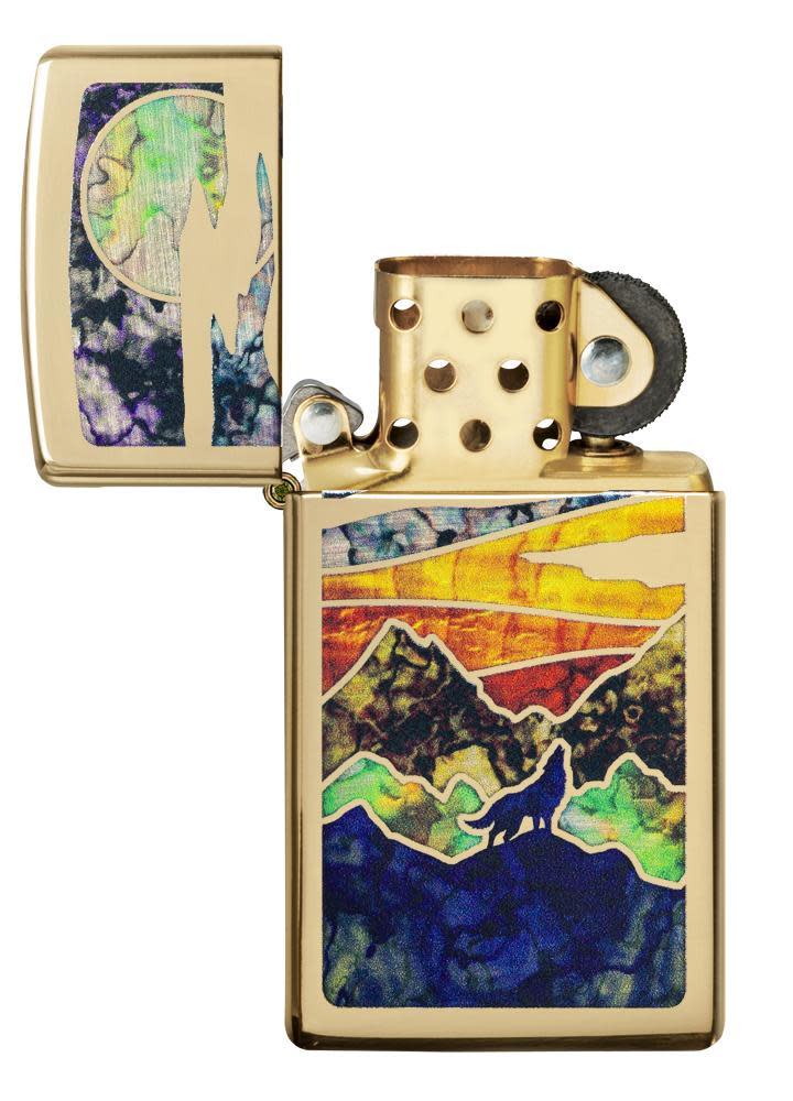 Slim® High Polish Brass Howling Wolf