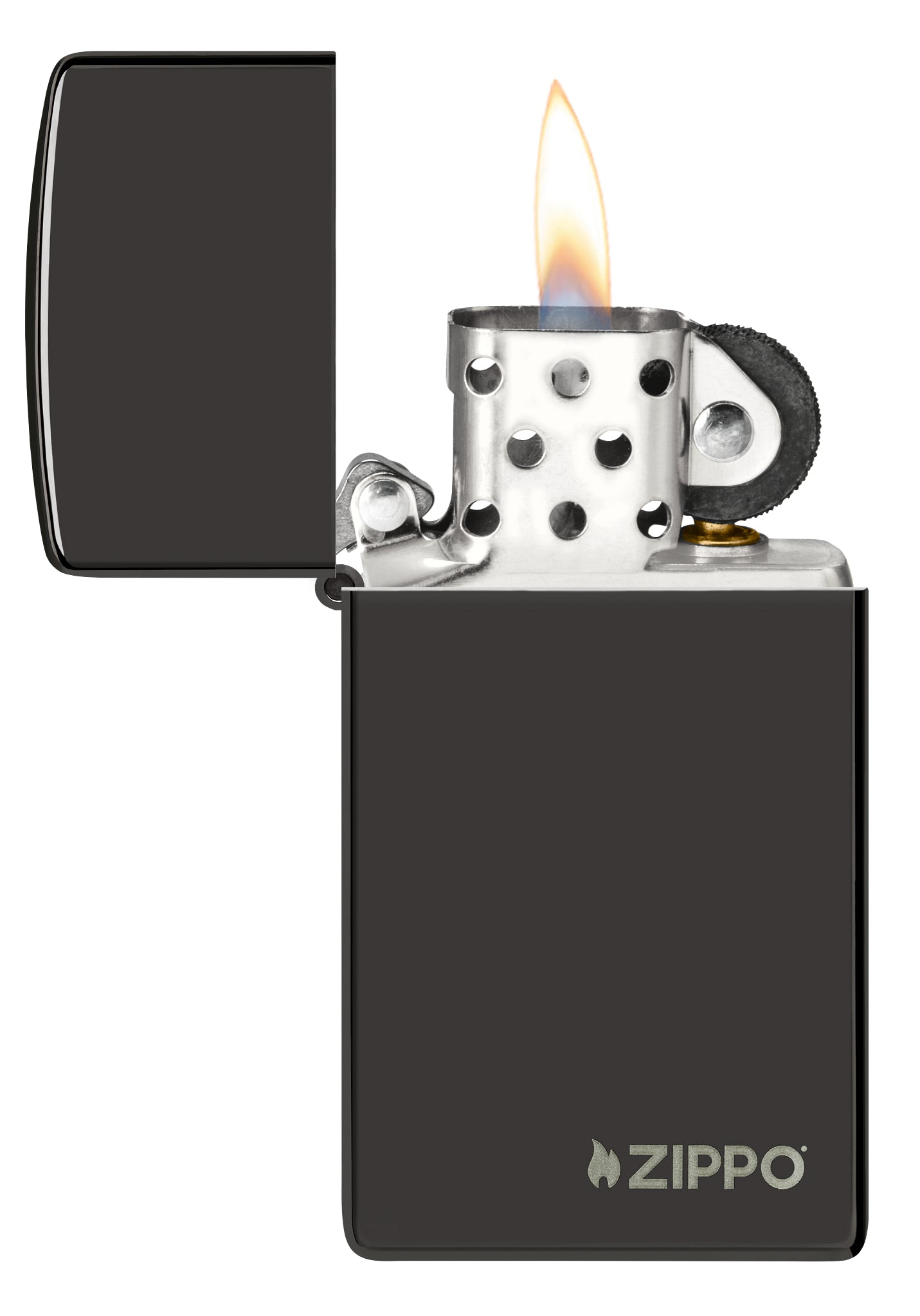 Slim® High Polish Black Zippo Logo