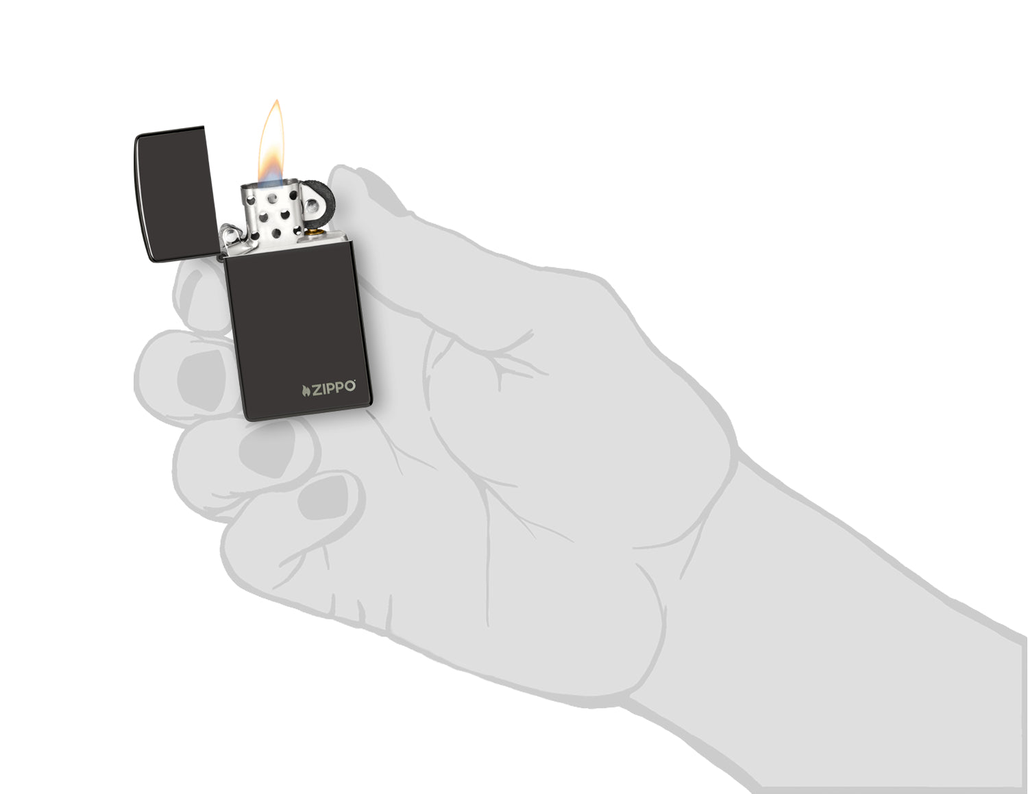 Slim® High Polish Black Zippo Logo