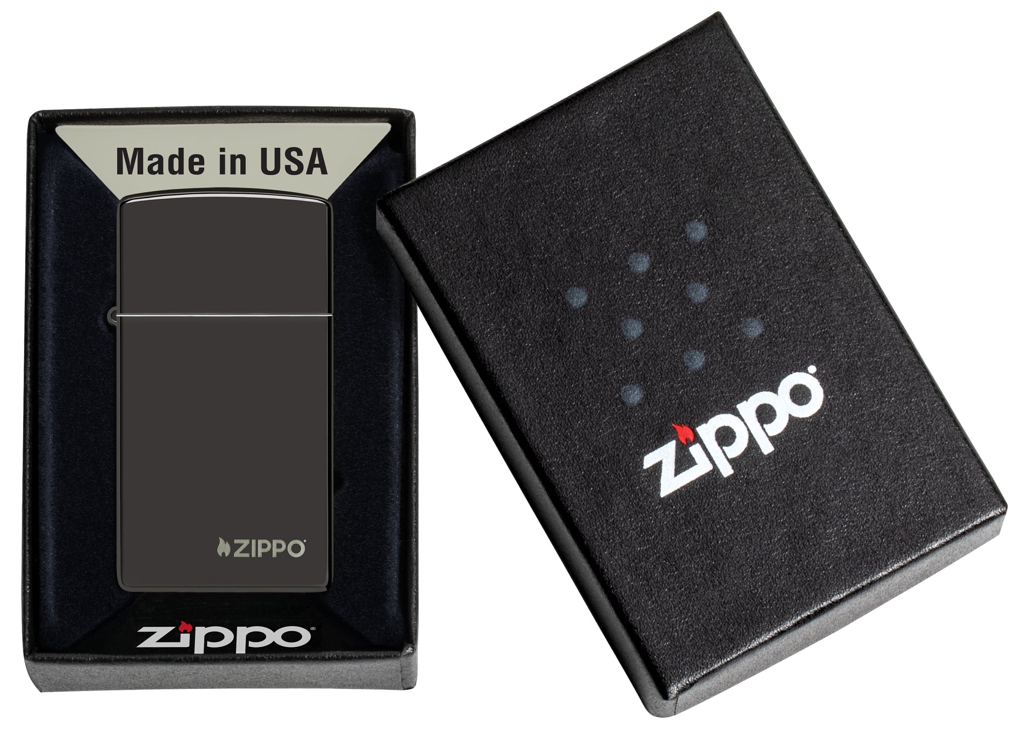 Slim® High Polish Black Zippo Logo