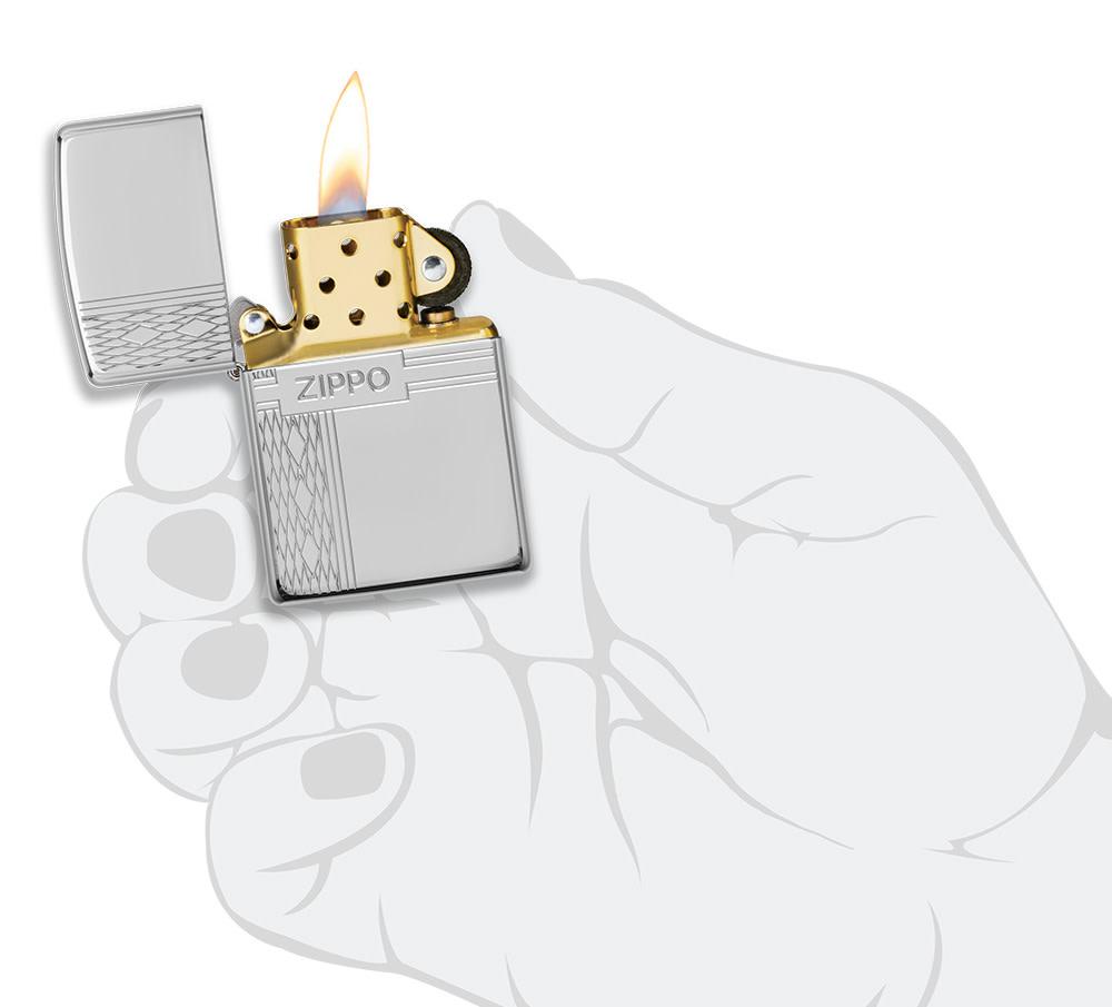 Sterling Silver Zippo Diamond Design