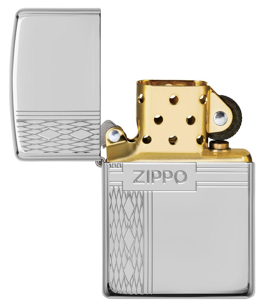 Sterling Silver Zippo Diamond Design