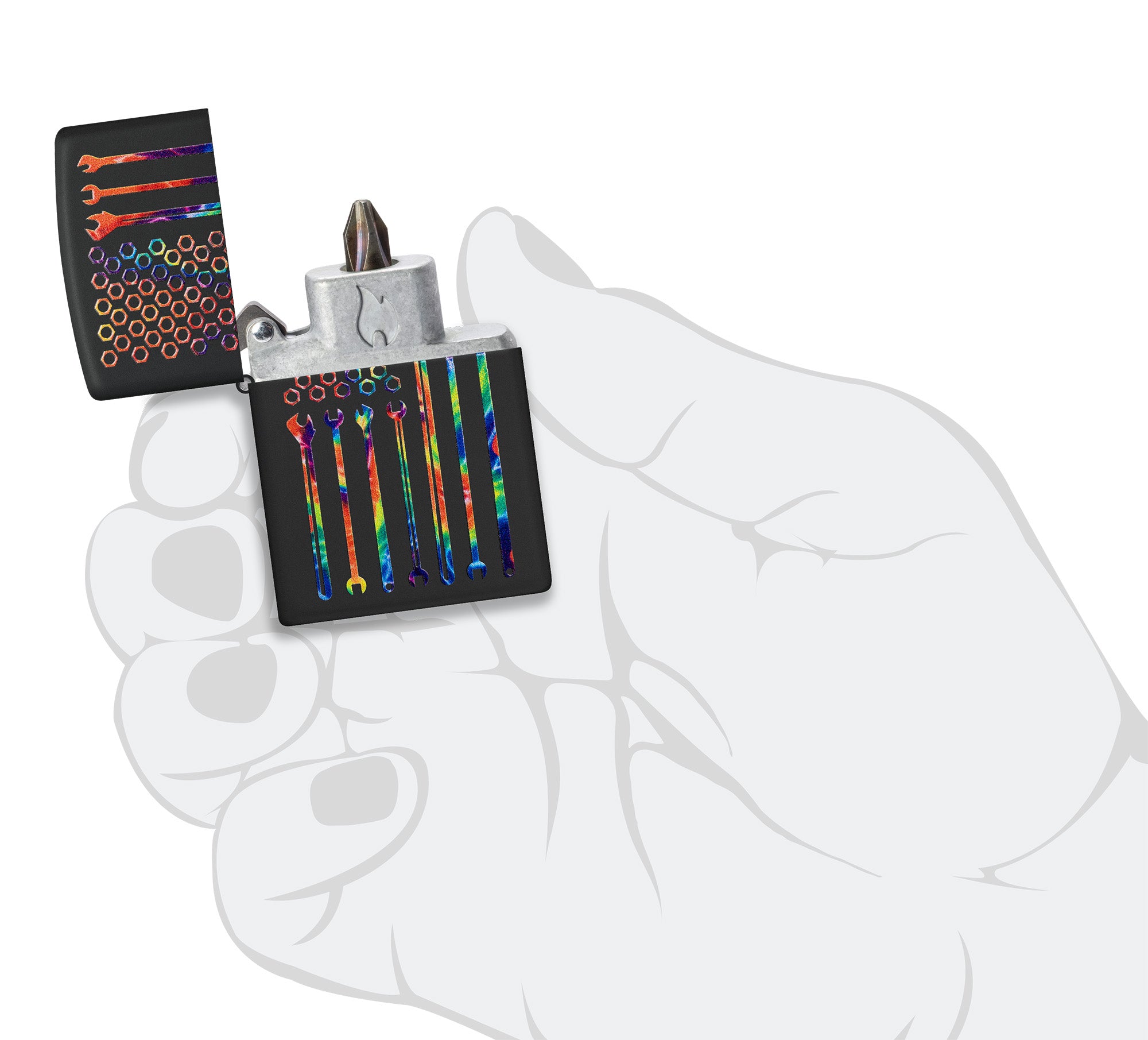 Bit safe Screwdriver with Tie-Dye Tools Design